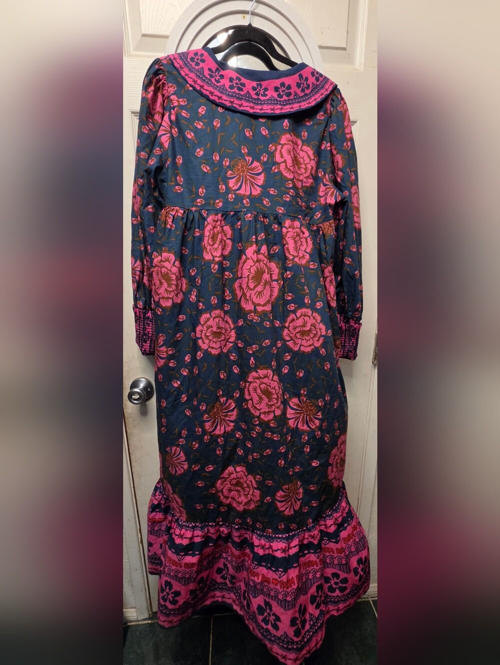 FARM Rio Navy Maxi Dress with Pink Floral Trim - Picture 2 of 4